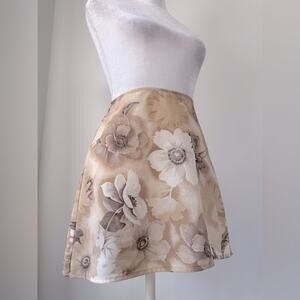 Vintage Y2K Wanted Clothing Company Tan Floral Print Micro Mini Skirt